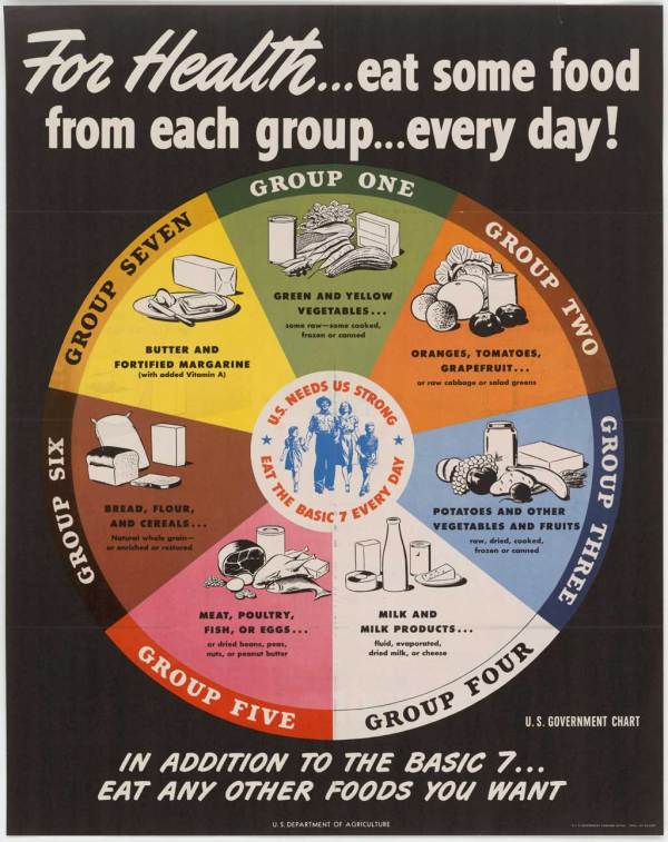 pie chart showing the basic 7 food groups